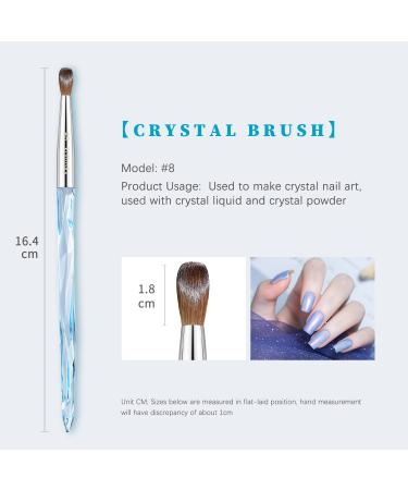 100% Pure Kolinsky Hair Size 8 Oval Acrylic Nail Brush Set - Professional Manicure Tool for DIY Home Salon - Crystal Blue - Buy Online on SooperMarket.com
