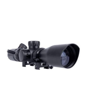 Monstrum 3-9x32 Rifle Scope with Rangefinder Reticle and High Profile Scope Rings Black