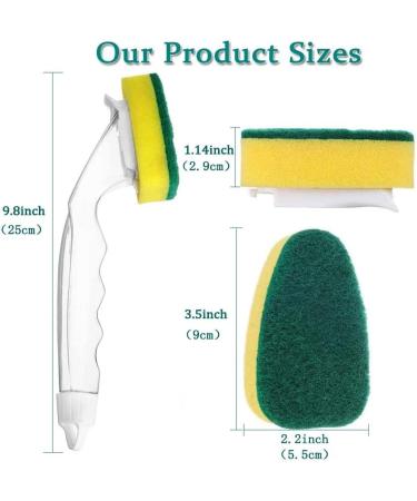 Spactz 1 Dish Wand 7 Refill Replacement Sponge Heads Wand Clean Scrub Sponges for Kitchen Sink Bathroom Utensils - Buy Online on SooperMarket.com