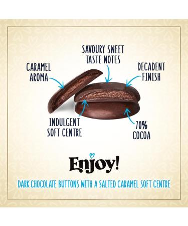 Enjoy! Delicious Vegan Chocolate Buttons | 2 X Packs of Flavour Filled Buttons-Mixed Flavour Gift Pack (Salted Caramel & Orange) | Vegan Dairy & Gluten Free 70% Dark Chocolate | 96g per bag Mixed Pack (Orange & Salted Caramel) - Buy Online on SooperMarket.com