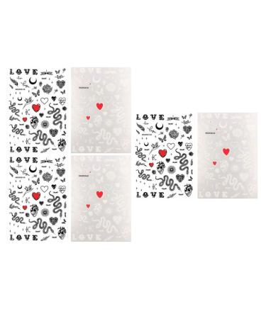 LEORX 6 Sheet Nail Sticker Snake and Heart Transfer Nail Art Decals Fashion Nail Sticker for Women (Black and White)