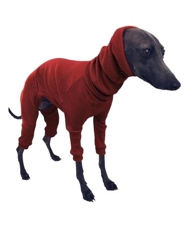 Greyhound Sweater for Dogs Dog Jumpers Pet Sweater Cotton Greyhound Pajamas Four-Legged Greyhound Clothes Hooded Whippet Pajamas Stretchable Warm Dog Coat L red L