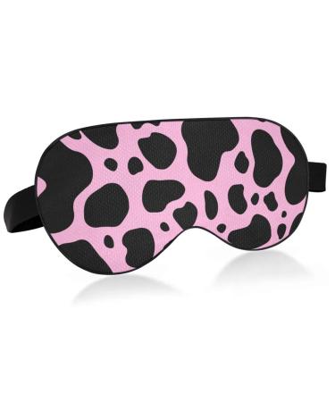 Haskirky Light Blocking Eye Mask Breathable and Adjustable Adult Men and Women Travel on Business Trips Yoga Meditation Light Smooth Comfortable Eye Mask Office Deep Sleep Goodies Pink Cow Print