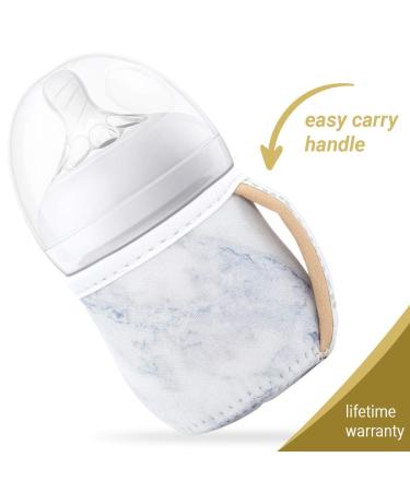 Milkboozii 4oz to 5oz Baby Glass Bottle Sleeve Reusable with Handle Neoprene Holder Moisture  Non-Slip Grip Insulator Covers for Natural Philips Avent Bottle (C   Wide Neck  White Marble) C - Wide Neck White Marble - Buy Online on SooperMarket.com