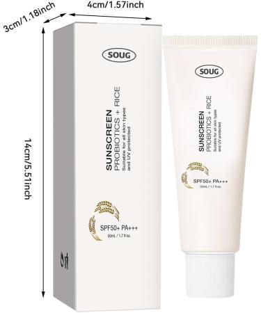 ADERN Korean Sunscreen Spf 50 Face | Spf 50 Face Moisturiser | Rice Probiotic Sunscreen | Moisturizing Sunblock | SPF 50+ Sunscreen with Rice Extracts | UVA & UVB Protetion Suncream for Body and Face - Buy Online on SooperMarket.com