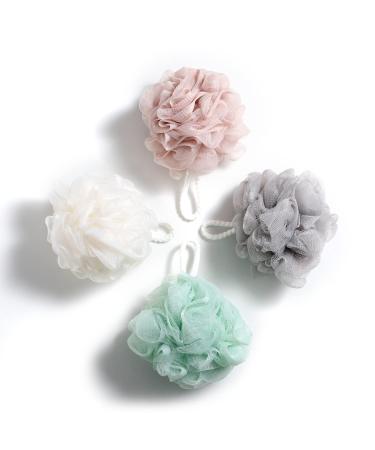 KPSHIRE Pack of 4 Shower Puff Bath Sponge - Extra Soft Shower Loofah for Scrubbing & Exfoliating | Multicolor Shower Sponge - Comfortable Body Scrubber | Shower Scrunchie for Men Women & Babies Multicolor Pack of 4