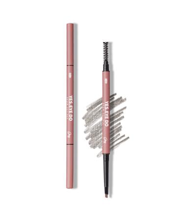Eyebrow Pencil for Gray Hair Automatic Micro Eyebrow Defining Pen with Brush Retractable Brow Filler Waterproof Long-lasting Ultra Precise 2mm Tip for Filling Sparse Brows Gray YES.EYE DO Grey