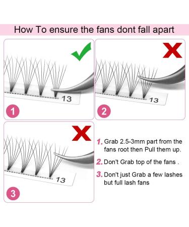 6D-C-0.10-11mm Short Stem Pre Made Fan Eyelash Extensions - Russian Volume Lashes 0.07 0.10 - 11mm Premade Fans for Lash Extensions - Buy Online on SooperMarket.com