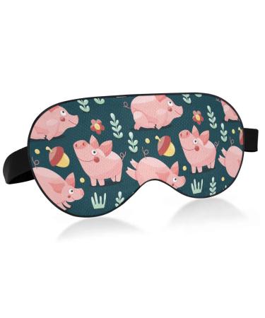 Haskirky Light Blocking Eye Mask Breathable and Adjustable Adult Men and Women Travel on Business Trips Yoga Meditation Light Smooth Comfortable Eye Mask Office Deep Sleep Goodies Pigs Plants and A