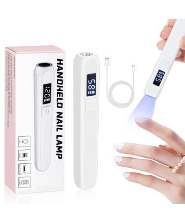 Mini UV Lamps for Gel Nails Handheld UV Nail Lamp Rechargeable USB Nail Dryer Light with LED Screen and 60s 120s Timer Portable Led Nail Flashlight
