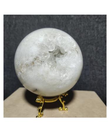 Natural Crystal Rough Natural Sphere Natural White Crystal Cave Moss Water Grass Agate Ball Feng Shui Reiki Home Decoration 1pc 1100-1200g