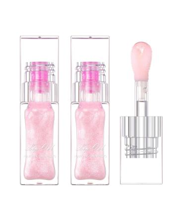 Color Changing Lip Oil Moisturizing Jelly Lipstick Long Lasting Shiny Lip Gloss Non Stick Lip Tint Oil Transparent Warm Change Lip Makeup for Women and Girls (2PCS)