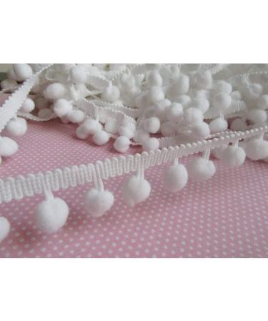 YYCRAFT One Roll 18 Yards Ball Fringe 1" Wide Pom Pom Trim Ribbon Sewing-White One Roll 18 Yards White