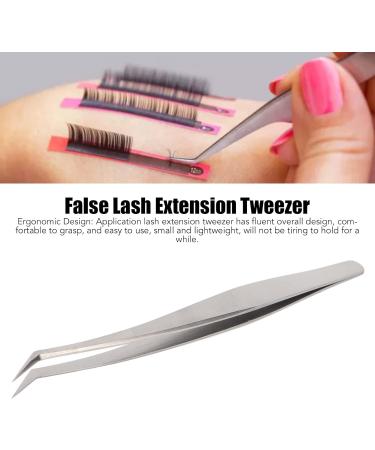Eyelash Extension Tweezers - Silver Stainless Steel Slanted Manicure Tweezers for Precision Application - Buy Online on SooperMarket.com