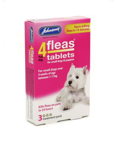 Johnsons 4 Fleas Tablets for Small Dogs & Puppies x 3 Tablets 30g - Bulk Deal of 6x