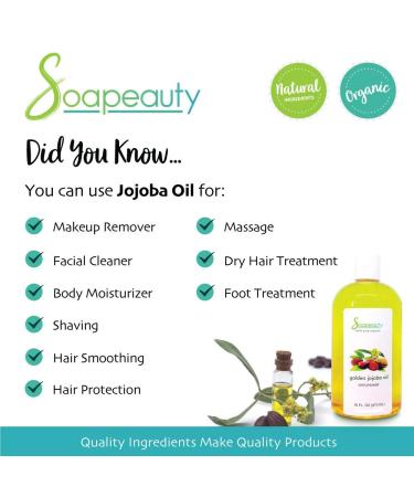 Soapeauty Golden Jojoba Oil | 100% Pure Unrefined & Cold Pressed | Moisturizing Oil for Skin Hair & Nails | 16 fl oz - International Shipping Available - Buy Online on SooperMarket.com