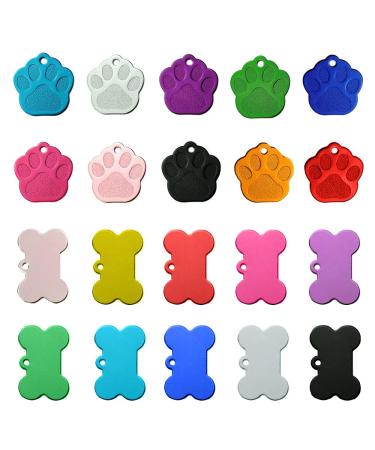 Dzsomt Dog brand 20 pieces of dog starks made of aluminum personalized dog dog stark dog bones dog branded paw dog stark personalized for small to medium -sized dogs and cats blanko