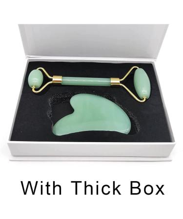 Natural Jade Gua Sha Scraper Board & Roller Set - Anti-Wrinkle Facial Massage Tool Gift Set - Buy Online on SooperMarket.com
