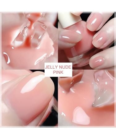 Jelly Nail Polish Pink Translucent Nail Polish Neutral Color Nude Pink Gel Nail Varnish Quick Drying Long Lasting Nail Art French Manicure DIY at Home 009 - Buy Online on SooperMarket.com