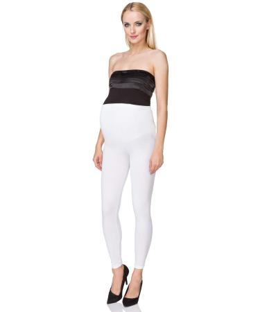 SOFTSAIL Maternity Leggings Pregnancy Pants Cotton Trousers with Belly Support Over Bump High Waisted Stretchy Soft Women Maternity Clothes Pregnancy Wear 20 White