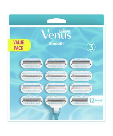 Gillette Venus Smooth razor blades for women 12 replacement blades for women's razors with 3-blade