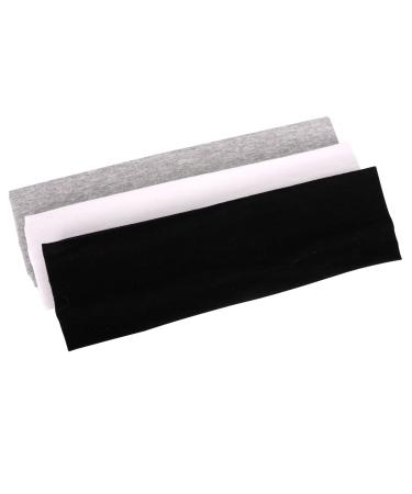 MapofBeauty 3 Pack Yoga Headbands Stretchy Cotton Head Band Hairwarp Sports Running Exercise Gym (Solid Color)