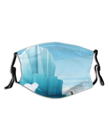 Cartoon Icons of Penguin Polar Bear Cotton Washable Nose Wired Face Cover Filter Pocket Wide Cover with Filter