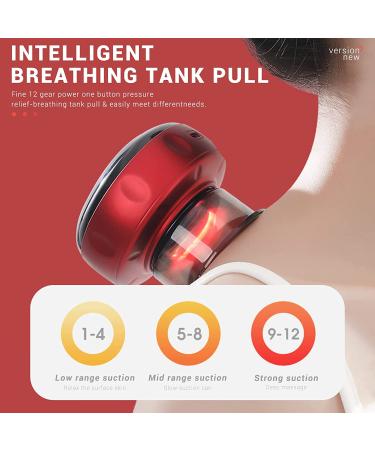Electric Cupping Set with 12 Modes for Neck, Shoulder, and Back Massage - Red - Buy Online on SooperMarket.com