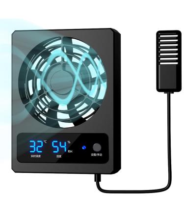 Rissunkv Reptile Fan - Smart Reptile Humidity Gauge with LED Display | Low Noise Ventilation Fan Efficient Reptile Temp and Humidity Gauge for Reptiles Snakes Rainforest Terrarium B: Celsius ( )