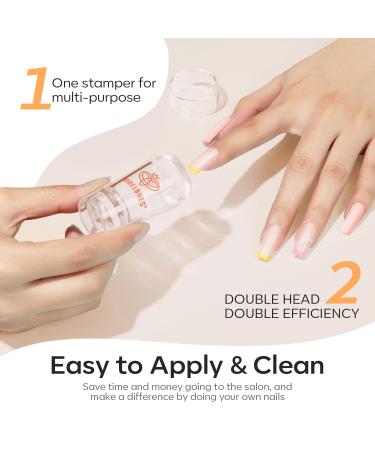 Modelones Nail Art Stamper Kit 7Pcs - Premium Double Nail Stamp Stencils & Gel for DIY French Manicure - Buy Online on SooperMarket.com