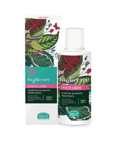 Helan Foglierare Spirito Libero - Natural Shampoo & Body Wash with Coconut Oil Sweet Almonds Oil & Jasmine - Bubble Bath for Body & Hair Perfumed Shower Gel & Gentle Bath Foam - Made in Italy 200ml