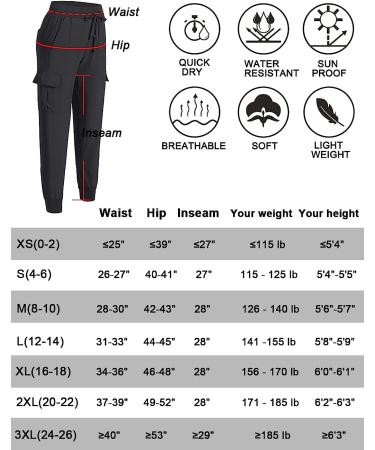 Women's Lightweight Black Cargo Joggers - X-Large | Outdoor Travel & Workout Pants - Buy Online on SooperMarket.com