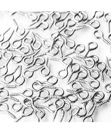 12mm x 5mm Mini Silver Metal Hoop Eye Pin Screws for Arts & Crafts Projects, Cork Top Bottles, DIY Jewelry, Charm Bead Pieces (100 Pieces)