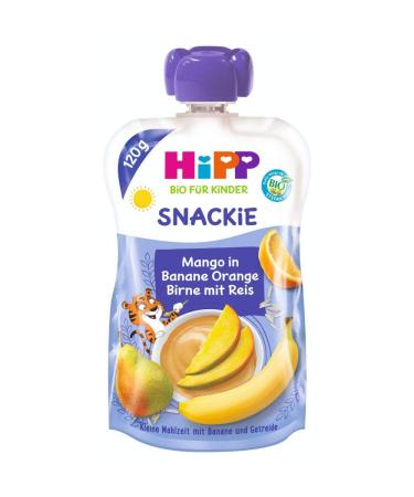 Hipp Sportsfreund Quetschw bag (mango in banana-orange bulb with rice 100% organic fruits without added sugar) 6 x 120 g bags DA84501 Mango-banana/rice 120g 120 g (6 Pack) mango banana/rice