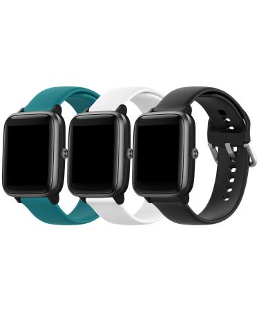 ECSEM Replacement Bands for Letsfit ID205L ID205S Smart Watch Soft Silicone Quick Release Wristbands for Veryfitpro ID205L,ID205,ID205S(Green+Black+White), Large Green+Black+White Large