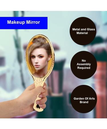 Garden Of Arts Golden Handheld Salon Barbers Hairdressers Oval Mirror with Grip Handle - Buy Online on SooperMarket.com