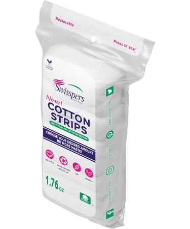 Swisspers Cotton Strips 100% Cotton Soft & Absorbent Hypoallergenic Reclosable Bag 3 Bags (1.76 oz Each) - Buy Online on SooperMarket.com