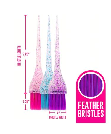 Colortrak Mini Glitter Trio Brush & Bowl Set - Colorful Feather Bristle Brushes & Stackable Color Bowls - Set of 3 - Buy Online on SooperMarket.com