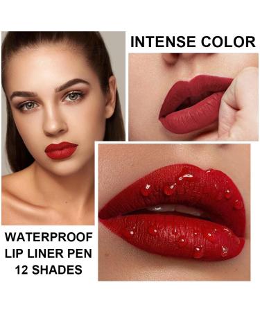 12 Colors Creamy Matte Lip Liner Pen Set - Long Lasting Waterproof High Pigment Makeup for Women | Daily Use Lip Liners Kit (Set A - Buy Online on SooperMarket.com