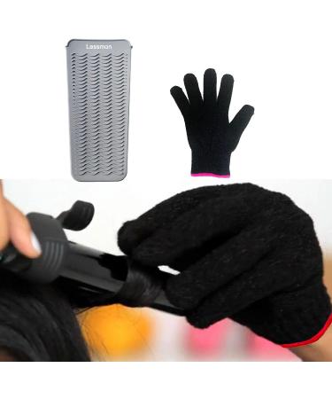 Heat-Resistant Mat Bag & Gloves for Hair Styling | 28.5cm x 14cm | Ideal for Curls & Smoothing Tools - Gray - Buy Online on SooperMarket.com