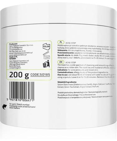 Apis Professional Acne Stop Algae Mask with Bamboo Green Tea and Dead Sea Black Mud 200g - Buy Online on SooperMarket.com