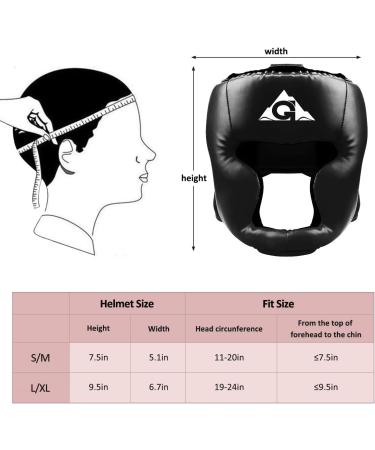 GROOFOO PU Leather Boxing Headgear for Kids and Adults - Ideal for Training, Kickboxing, MMA, Muay Thai, Sparring - Martial Arts Helmet for Karate and Taekwondo - Black (Large) - Buy Online on SooperMarket.com