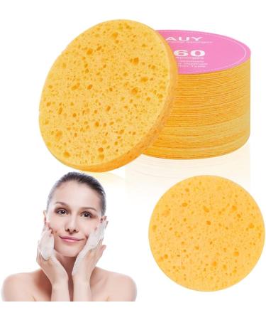 AUAUY Compressed Facial Sponges 60 Count Cellulose Facial Sponges for Daily Cleansing 100% Natural Wood Pulp Cotton Face Washing Sponge for Facial Cleansing Exfoliating Mask Makeup Removal 60 Beige - Buy Online on SooperMarket.com