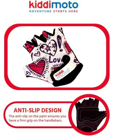 KIDDIMOTO Fingerless Children's Cycling Gloves | Boys & Girls Bike Gloves - Love Design (Size S 2-5 years) - International Shipping Available - Buy Online on SooperMarket.com