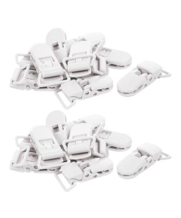 Fivetwofive 20Pcs Baby Kids T-Shape Plastic Pacifier Clips Soother Dummy Style Badge Holder White