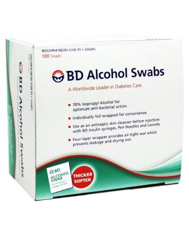 BD Alcohol Swabs 100 Each (Pack of 6)