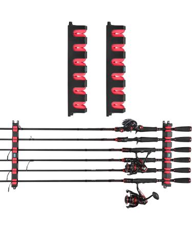 Calamus Horizontal Fishing Rod Holder - Wall Mounted Rack for 6 Rods/Combos, 13.6 Inches - Garage Storage Solution - Buy Online on SooperMarket.com