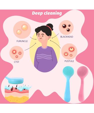 Buy Wllhyf 2-Pack Manual Face Cleaning Brush - Soft Silicone Peeling Pad with PP Handle for Clear Skin (Blue & Pink) - International Shipping - Buy Online on SooperMarket.com