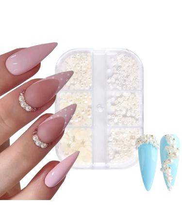 2 Boxes Gold Silver Nail Art Pearls Beads & Rhinestones for DIY Manicure & Jewelry - Buy Online on SooperMarket.com
