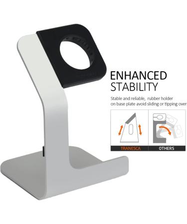 Tranesca Watch Charger Stand Holder Dock for Series 8/7 / 6/5 / 4/3 / 2/1/ SE (38mm / 40mm / 41mm / 42mm / 44mm / 45mm) - Silver Grey - Must Have Watch Accessories - Buy Online on SooperMarket.com